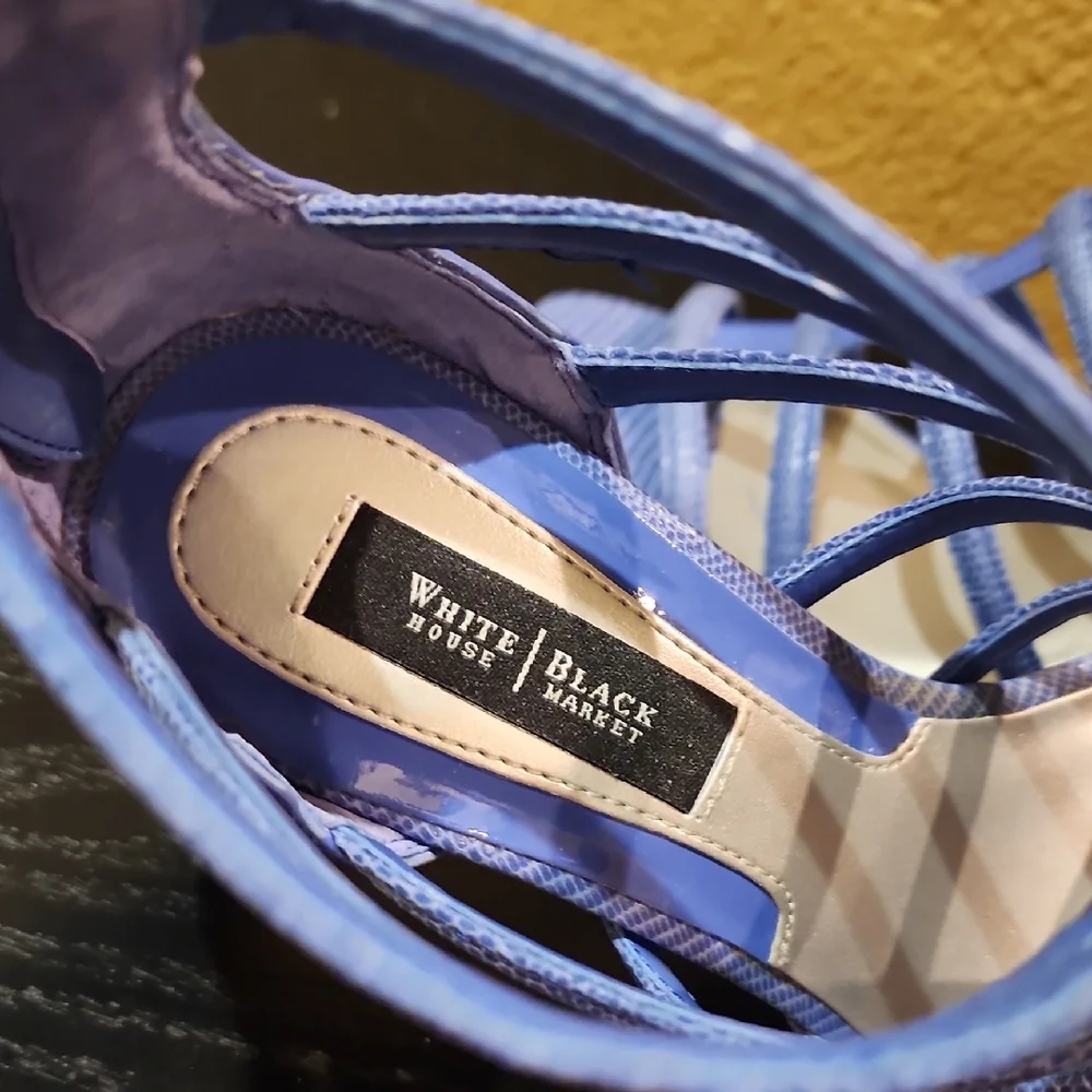 White House Black Market Blue Strappy Heels - Picture 2 of 8